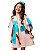 Vestido Mosaico Maxi Flor Turquesa Mangas Borboletas Kids - Imagem 1