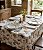 Toalha de Mesa Retangular 8 Lugares Bege Floral Piquet - Imagem 1
