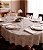 Toalha de Mesa Impermeável Oval Jacquard Bege Flores - Imagem 1