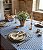 Toalha de Mesa Xadrez Azul e Branco Jacquard Retangular 6 Lugares - Imagem 1