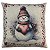 CAPA DE ALMOFADA LINHO BONECO DE NEVE CORAÇAO NATAL 45x45CM - Imagem 2