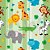Papel de parede - Safari com animais espalhados em fundo verde listrado - Imagem 2