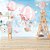 Papel de parede - Safari com animais no balão rosa e nuvens brancas com fundo azul e borboletas - Imagem 1