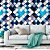 Papel de parede - Triangulos intercalados nos tonsde azul com fundo branco em detalhes lilás - Imagem 1