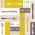 Papel de Parede - Talheres em tons de cinza dentro de retangulos branco, bege, marrom e amarelo - Imagem 2