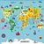 Papel de Parede - Mapa Mundi divertido, navios e baleias - Imagem 2