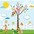 Papel de parede Adesivo - Safari com animais em desenhos e arvore com folhas coloridas - Imagem 2