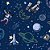 Papel  de parede  Adesivo -  Astronautas e planetas no fundo azul - Imagem 2