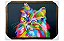 Quadro Decorativo Tema Gato Colorido Moldura Retrô 50x70cm - Imagem 1