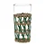 Conjunto com 6 Copos em Vidro e Rattan Bege e Verde 15cm - 400ml - Imagem 1