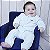 Macacão Longo com Zíper em Malha Plush Peluciado Sem Pé Azul Liso Turmatube Bebê - Imagem 1
