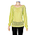 Blusa Tricot YOUCOM, SemiNova. Verde Limão com detalhes vazados, decote canoa e fenda lateral. - Imagem 3