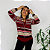 Blusa Plissada IVY, SemiNova. Listras Multicolor, o tom Cereja predominante, está em sintonia com as tendências da Moda. - Imagem 1