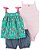 Conjunto 3 peças Batinha Florida Verde, Body listrado e Shorts Chambray - Imagem 1