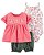 Conjunto 3 peças Batinha Rosa, Body Florido e Shorts Verde - Imagem 1