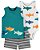 Conjunto 3 peças Body, Camiseta e Shorts Baleias - Imagem 1