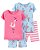 Pijama 4 peças Flamingo Azul e Rosa - Imagem 1