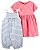 Kit Vestido Rosa Flamingo e Macaquinho Listrado - Imagem 1
