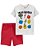 Camiseta "snack buddies" e Shorts Vermelho - Imagem 1