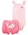 Body e Shorts Rosa listrado com Baleia - Imagem 1