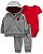Conjunto Fleece Cinza e Body Vermelho - Imagem 1