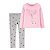 Blusa Manga Longa Rosa e Calça Legging Estrelas - Imagem 1