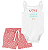 Body Branco "love is my super power" e Shorts de Poa - Imagem 1