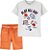 Camiseta Cinza "Play all Day" e Shorts Laranja - Imagem 1