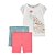 Camiseta Pavão e 2 Shorts Pink e Azul - Imagem 1