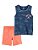 Regata Azul "Surf's" e Shorts Laranja - Imagem 1
