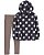 Blusa Fleece Azul Flores e Legging Listrada - Imagem 1