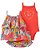 Trio Batinha, Body e Shorts Florido Laranja Little Wild Flower - Imagem 1