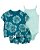 Trio Camiseta, Shorts e Body Azul com Flores - Imagem 1