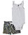 Body e Shorts Listras e Flores Azul - Imagem 1