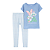 Pijama Camiseta e Calca Azul Flores Xadrez - Imagem 1