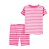 Pijama Camiseta e Shorts Listrado Branco e Rosa - Imagem 1