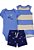 Trio Body, Shorts e Romper Azul Submarino - Recém Nascido - Imagem 1