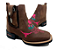 Botina Country Texana Marrom Touro Rosa com bainha e Canivete! - Imagem 1