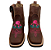 Botina Country Texana Marrom Touro Rosa com bainha e Canivete! - Imagem 2