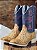 Bota Texana Country Estilo Avestruz Bandeira USA Sola Bege - Imagem 1