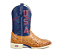 Bota Texana Country Estilo Avestruz Bandeira USA Sola Bege - Imagem 3