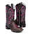 Bota Texana Country Bordado Tribal Tradicional Rosa Couro Marrom - Imagem 4