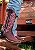Bota Texana Country Bordado Tribal Tradicional Rosa Couro Marrom - Imagem 1
