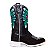 Bota Texana Indio Cocar Verde e Cano Preto Sola Branca - Imagem 2