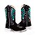 Bota Texana Indio Cocar Verde e Cano Preto Sola Branca - Imagem 3