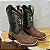 Bota Texana Tradicional Couro Verde Petròleo Bordado Branco - Imagem 1