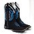 Bota Texana Country Preta Couro Nobuck Bordado Azul Com Bainha e Faca - Imagem 3