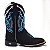 Bota Texana Country Preta Couro Nobuck Bordado Azul Com Bainha e Faca - Imagem 5