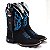 Bota Texana Country Preta Couro Nobuck Bordado Azul Com Bainha e Faca - Imagem 1