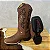 Bota Couro Marrom Bordado Preto Florência Cano Longo - Imagem 2